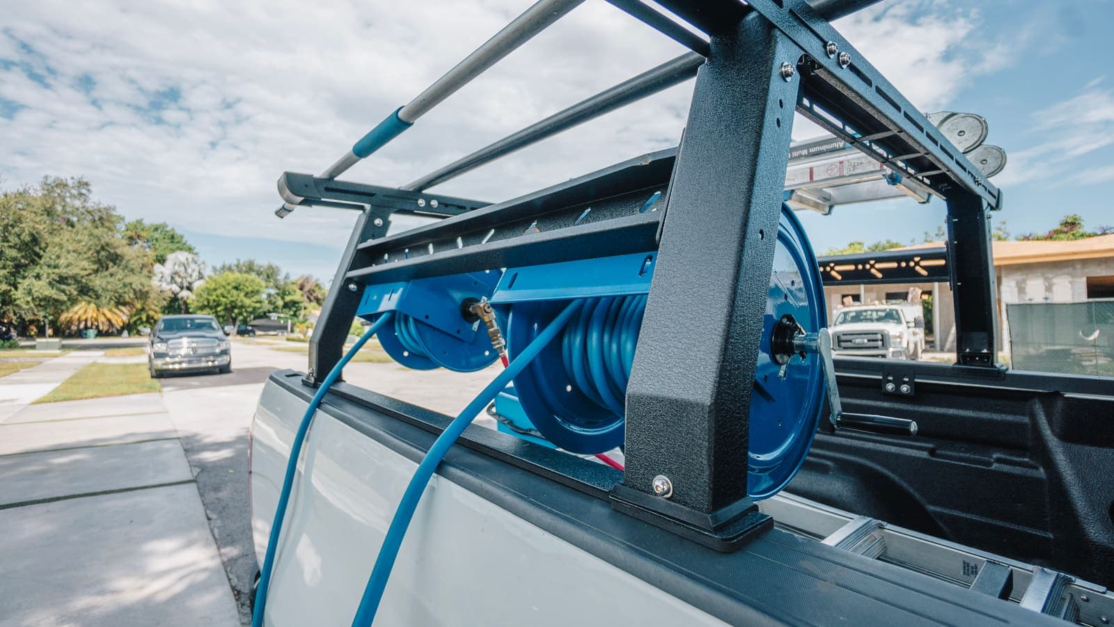 Pure-water hose reels on the Coast truck in a Miami neighborhood